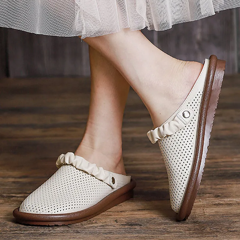 Hollow soft sole two-way leather shoes