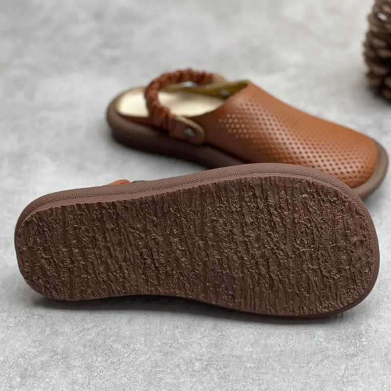 Hollow soft sole two-way leather shoes