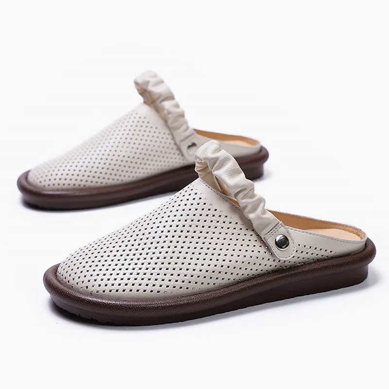 Hollow soft sole two-way leather shoes