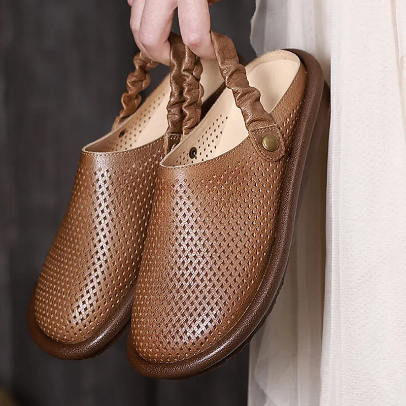 Hollow soft sole two-way leather shoes