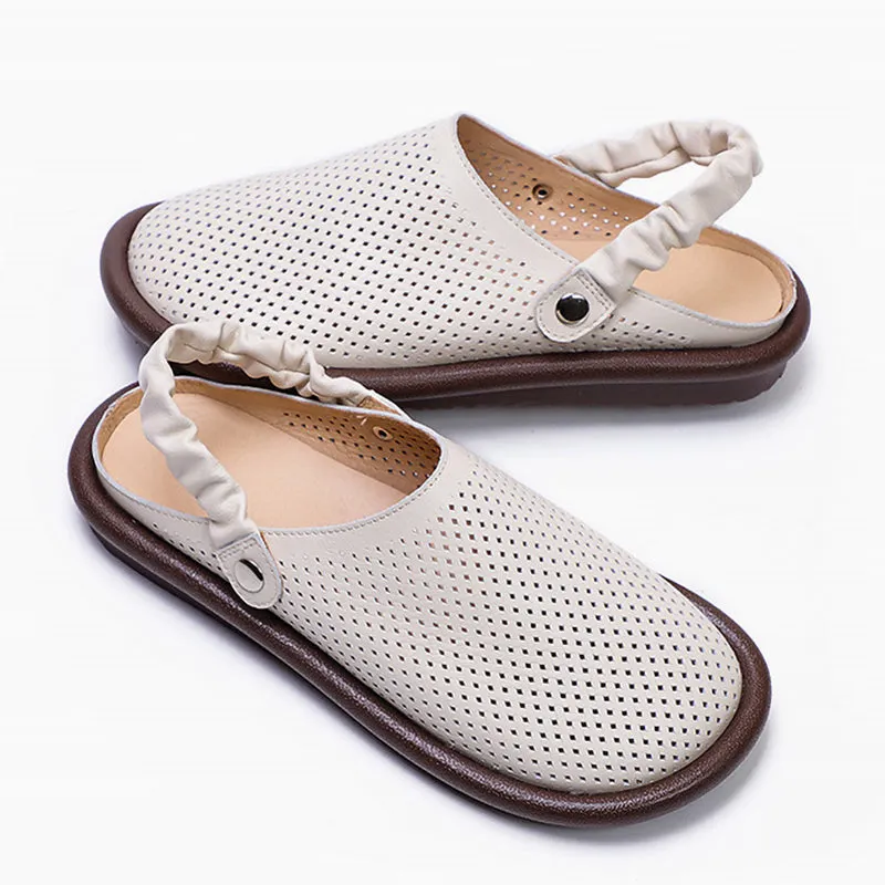 Hollow soft sole two-way leather shoes