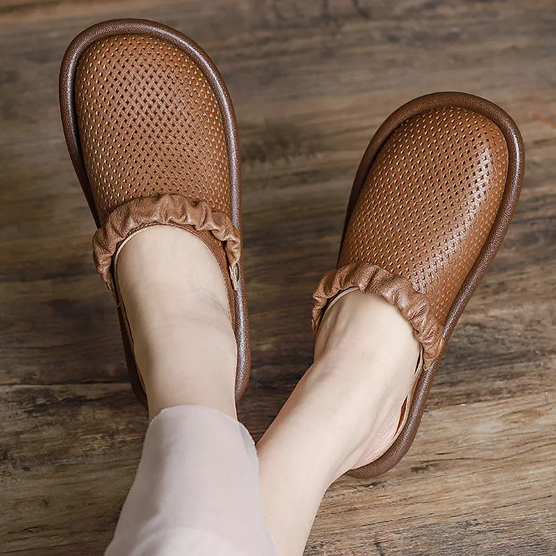 Hollow soft sole two-way leather shoes