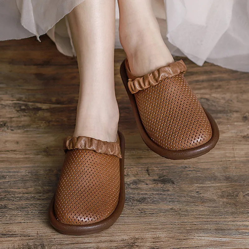 Hollow soft sole two-way leather shoes