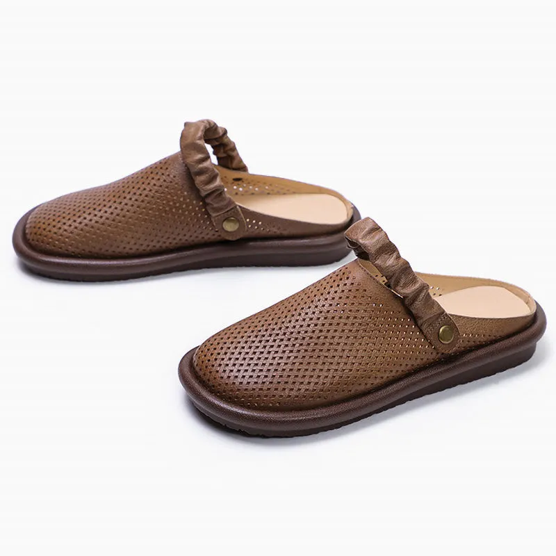 Hollow soft sole two-way leather shoes