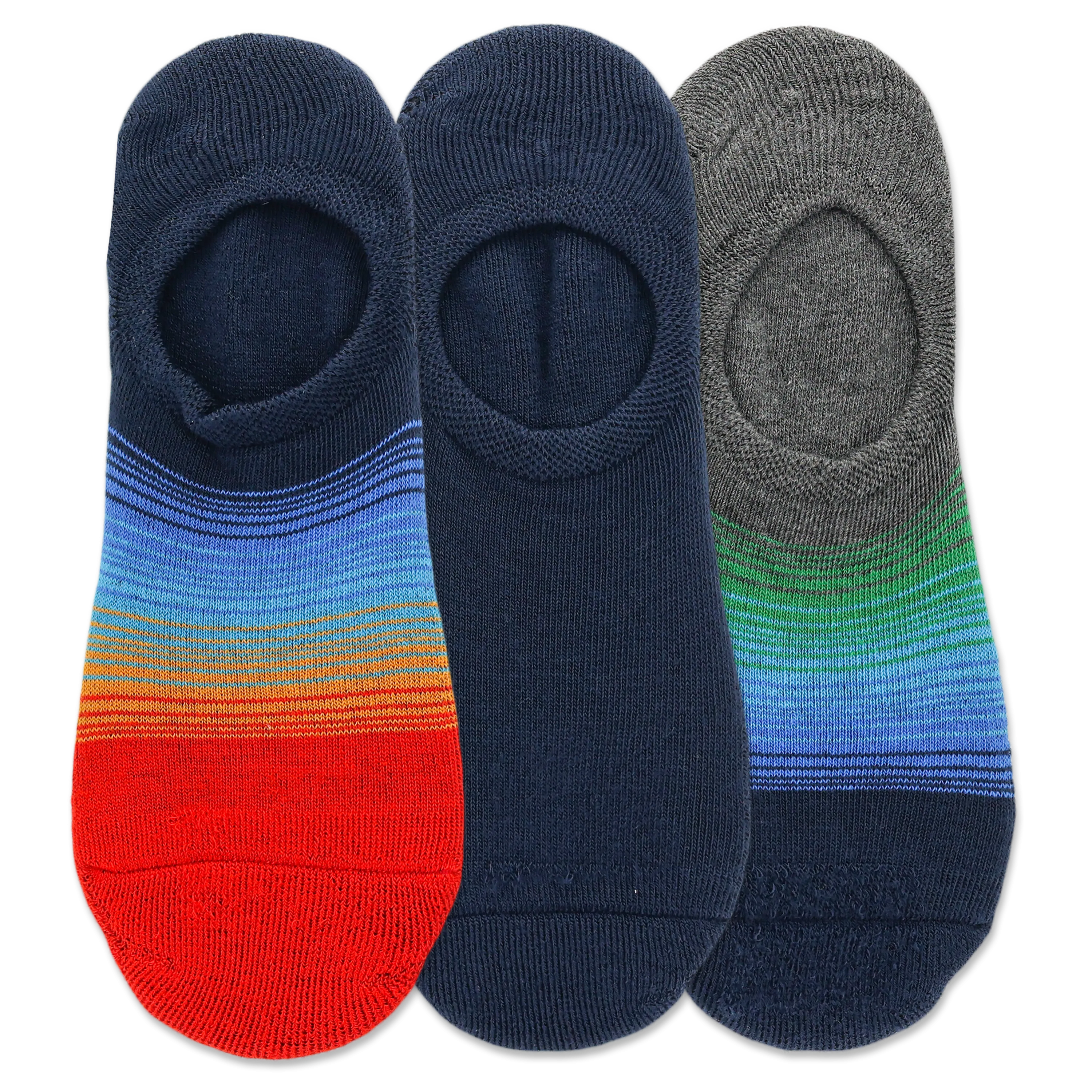 HOTSOX Men's Ombre Stripe Liner Sock 3 Pair Pack