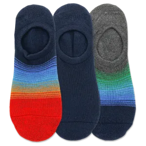HOTSOX Men's Ombre Stripe Liner Sock 3 Pair Pack