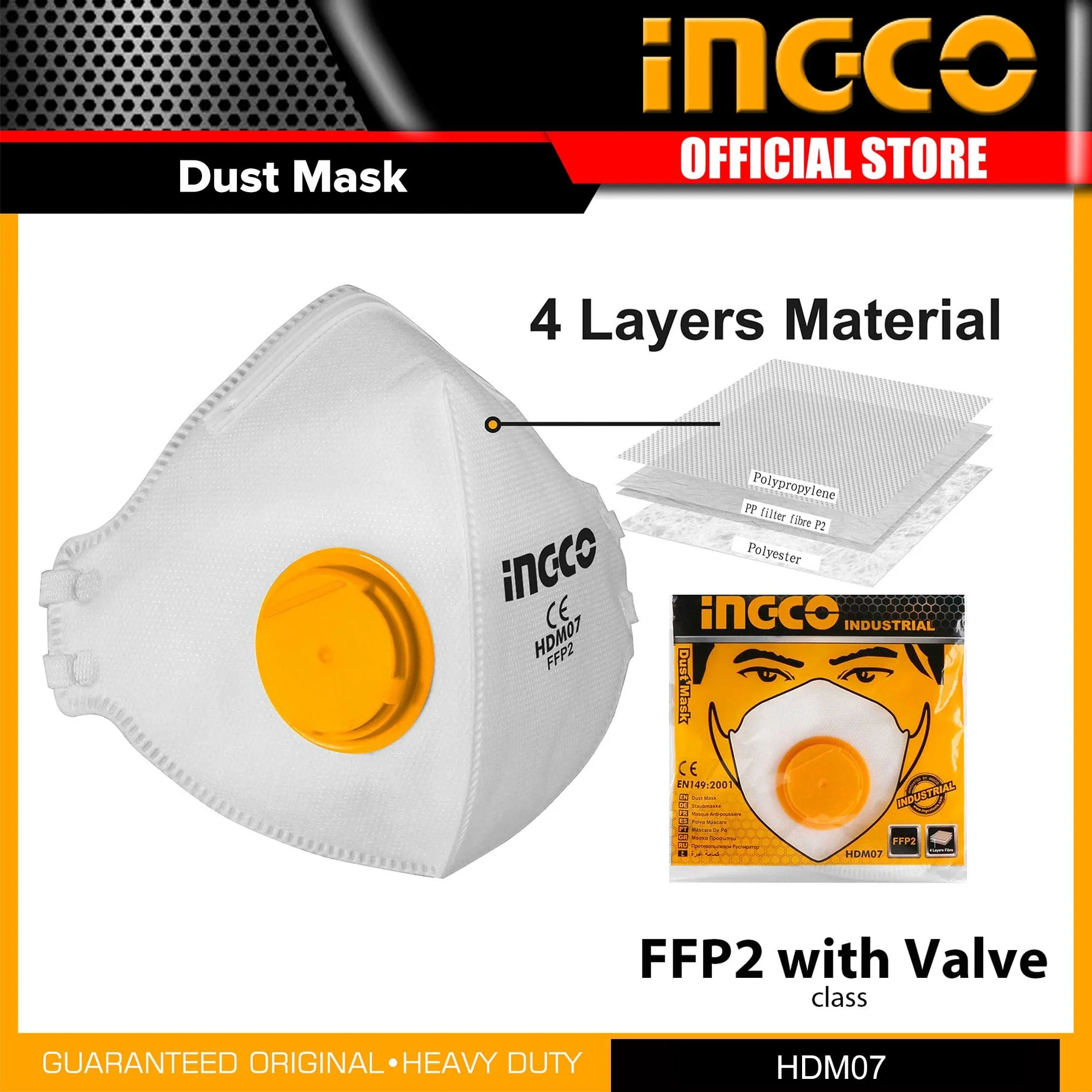 Ingco Dust Mask with Breath Valve - HDM07