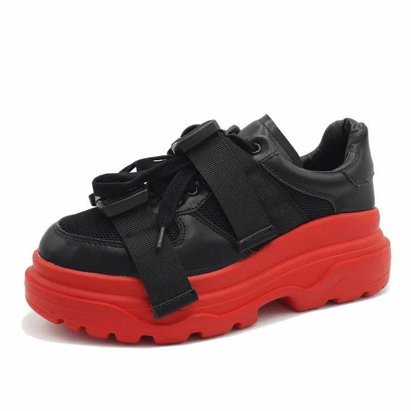 Ins super fire shoes breathable mesh small white shoes running shoes laced platform sports shoes