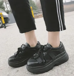 Ins super fire shoes breathable mesh small white shoes running shoes laced platform sports shoes