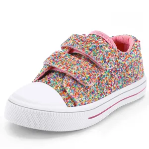K KomForme Toddler Dual Hook and Loops Canvas Sneakers Blue