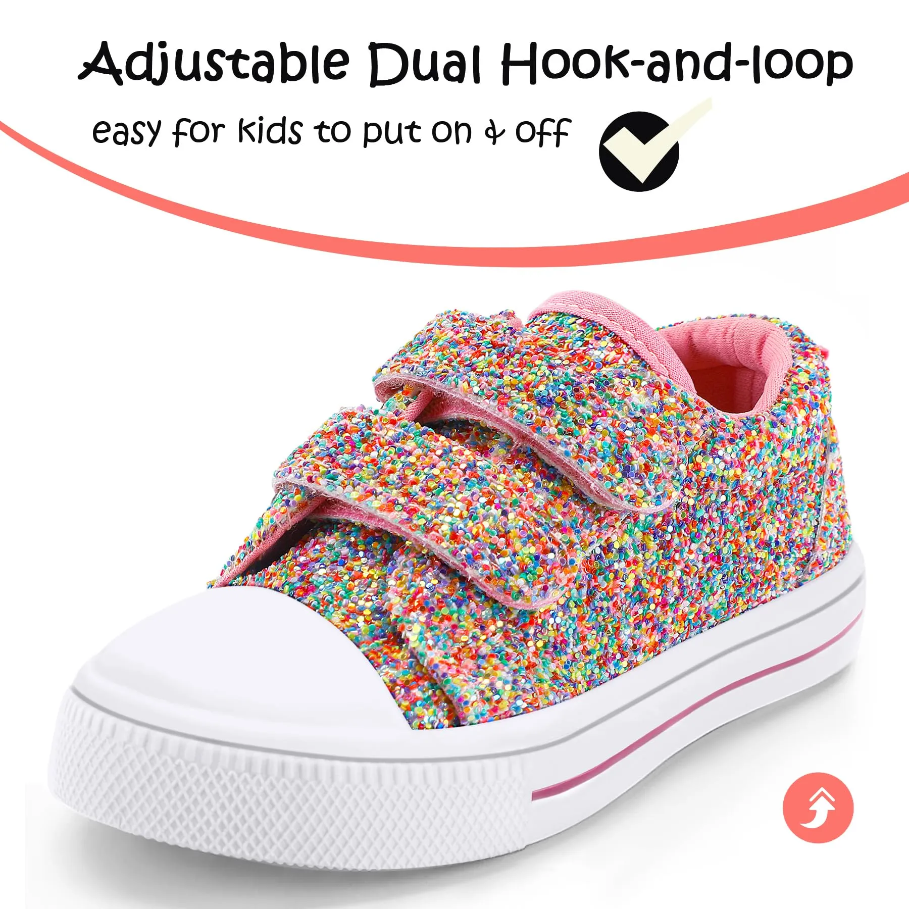 K KomForme Toddler Dual Hook and Loops Canvas Sneakers Blue