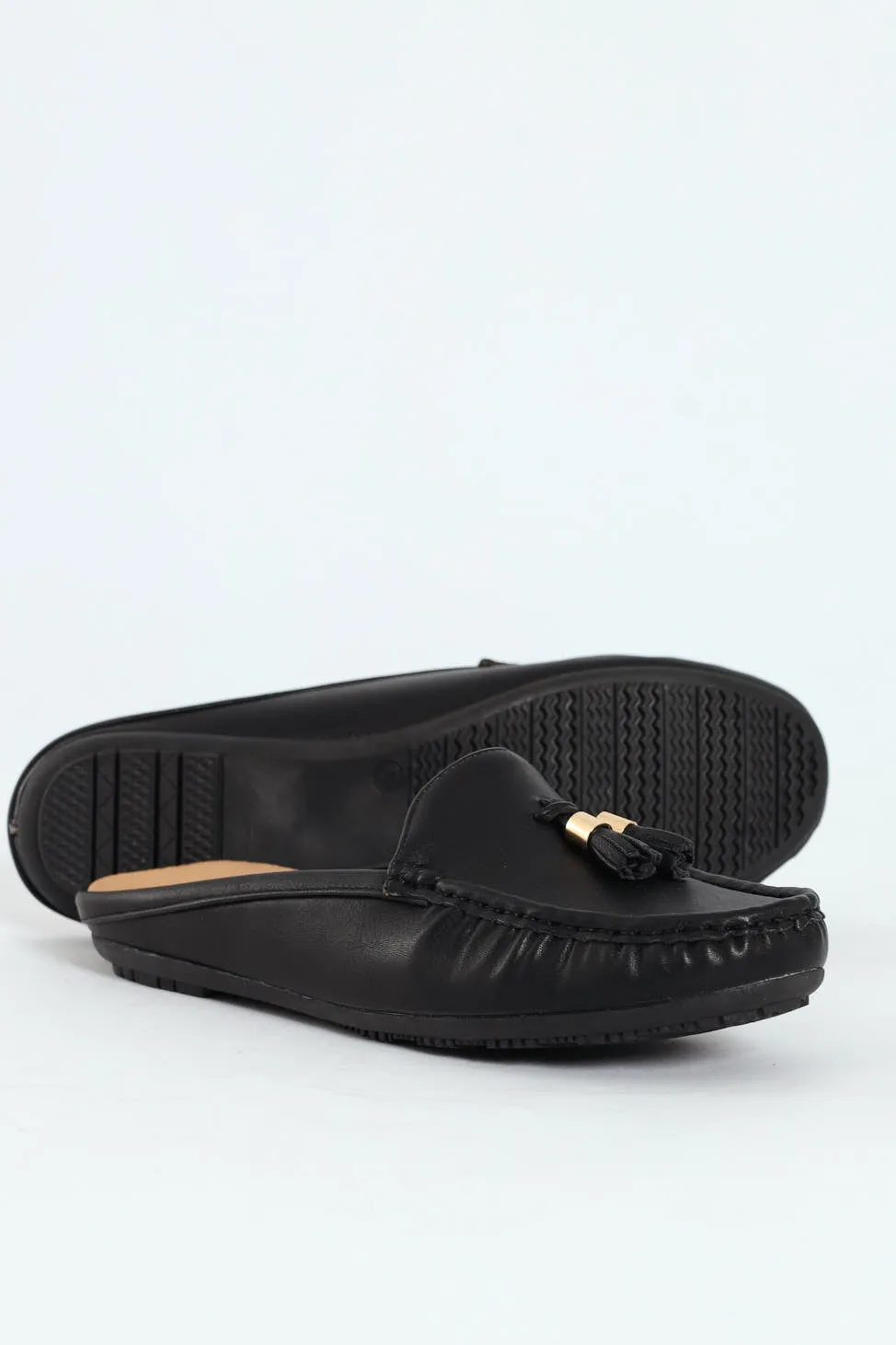 Kassandra Tassel Slip On Mule - Black