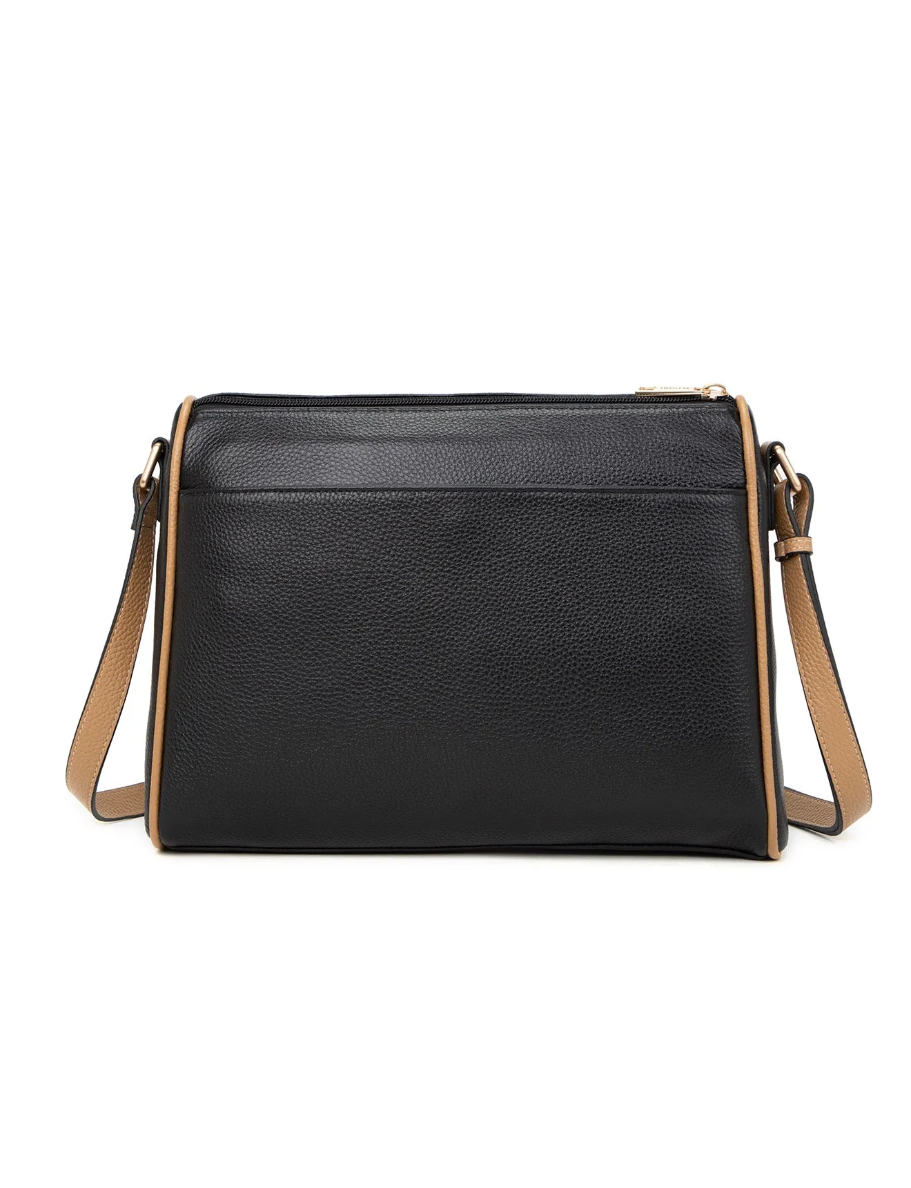 KATRINA MULTI COMPARTMENT LEATHER XBODY BAG- E1-0835-BLK/CAM