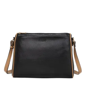 KATRINA MULTI COMPARTMENT LEATHER XBODY BAG- E1-0835-BLK/CAM