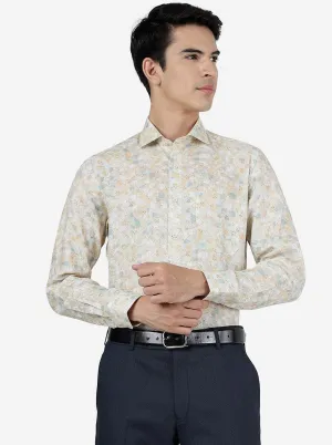 Khaki Printed Regular Fit Formal Shirt | JadeBlue