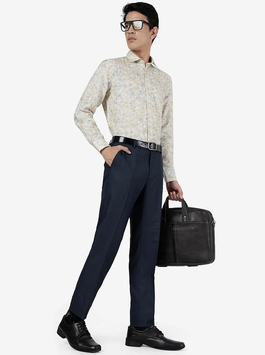 Khaki Printed Regular Fit Formal Shirt | JadeBlue