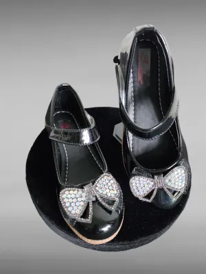 Kids Black Bow Shoes
