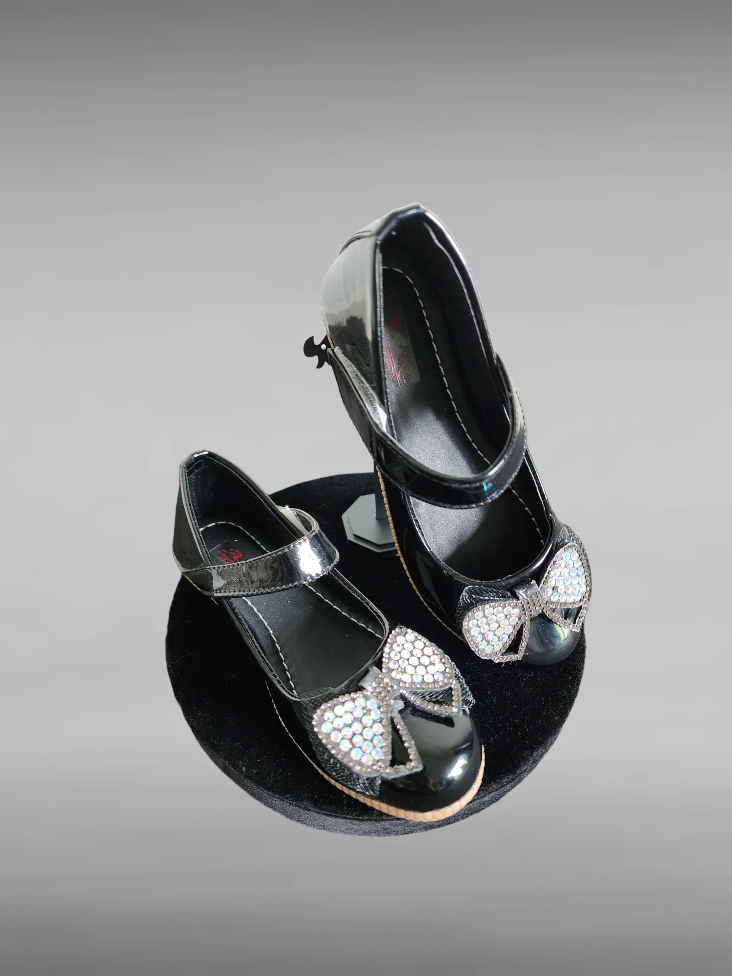 Kids Black Bow Shoes