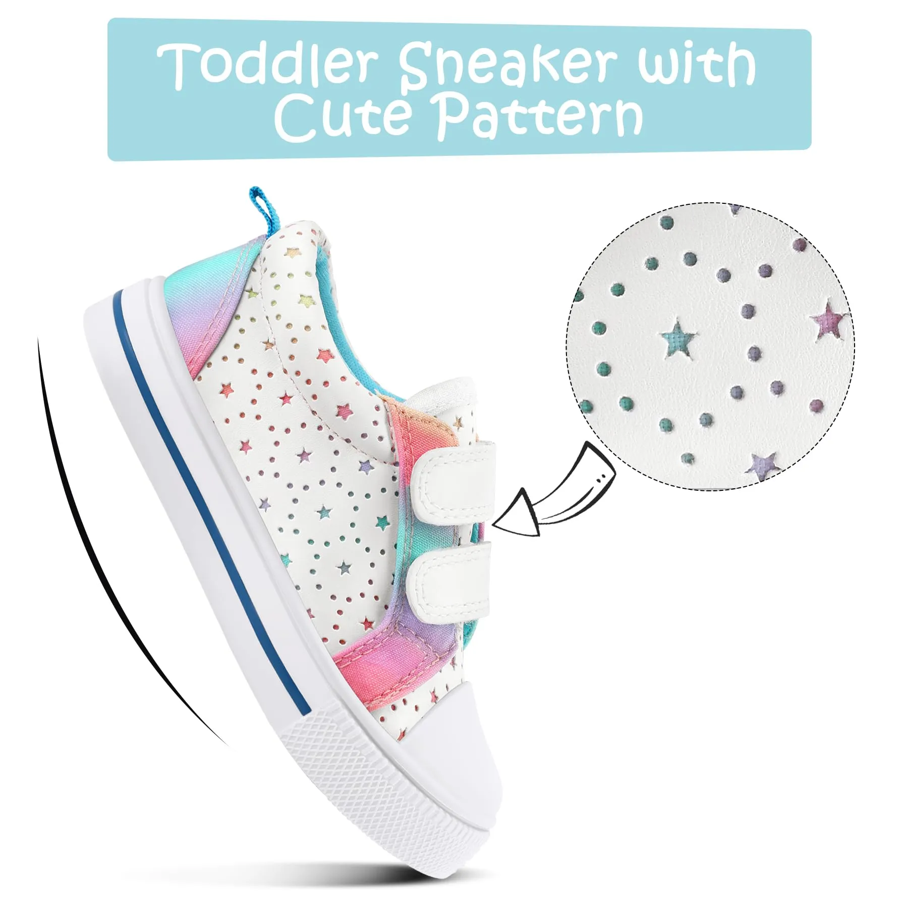 Kids Hollow Star Print Hook and Loop Sneakers