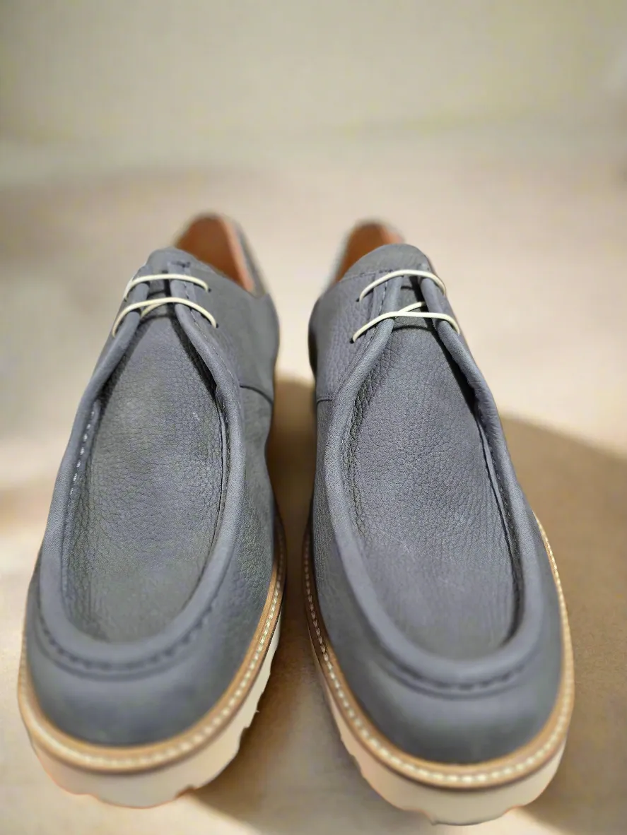 Lacuzzo Grey Grain Nubuck Ridge Toe