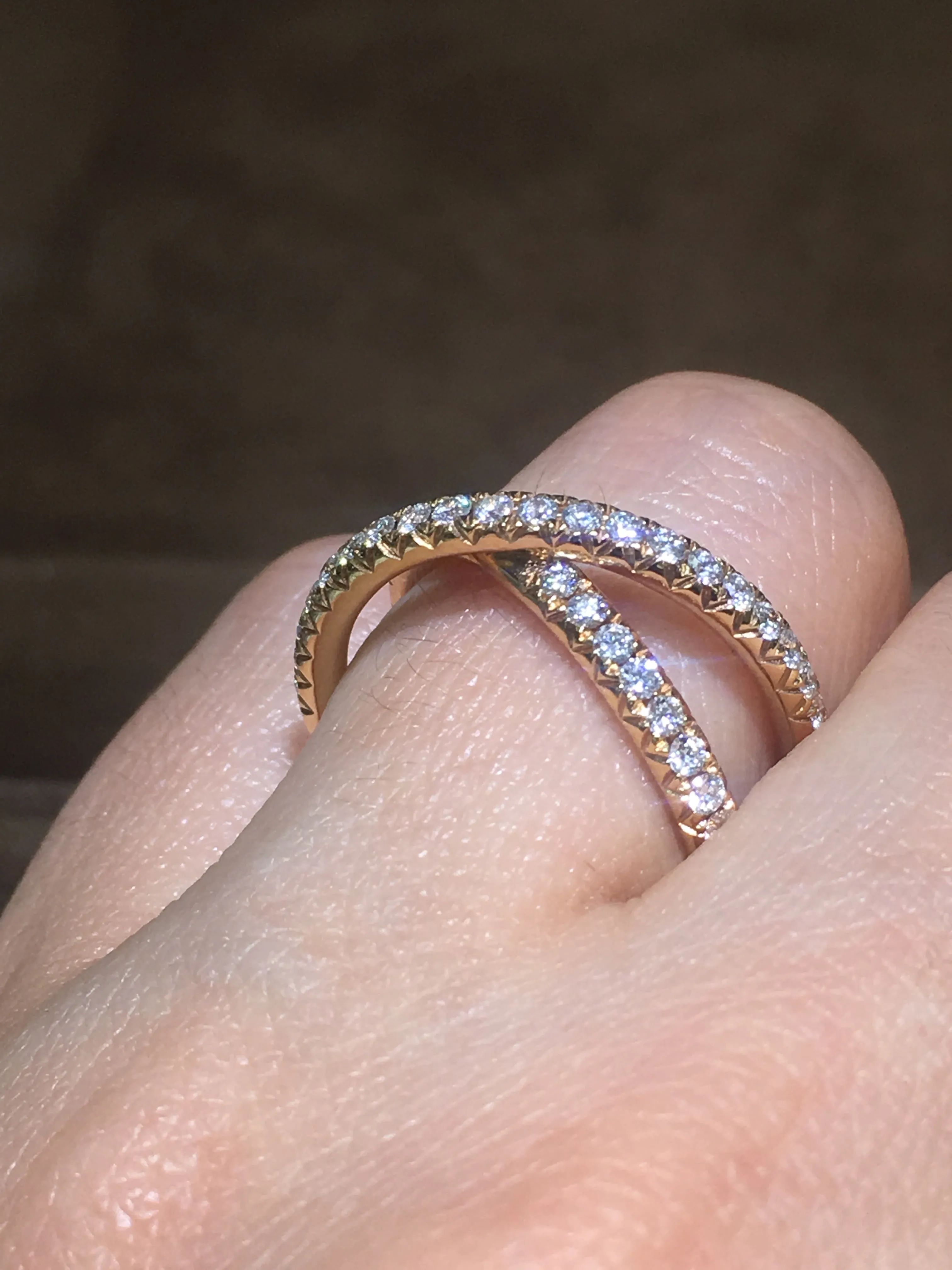 Ladies Rose Gold Diamond Overlapping Diamond Ring
