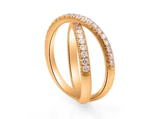 Ladies Rose Gold Diamond Overlapping Diamond Ring