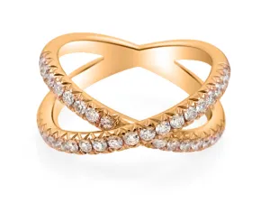 Ladies Rose Gold Diamond Overlapping Diamond Ring