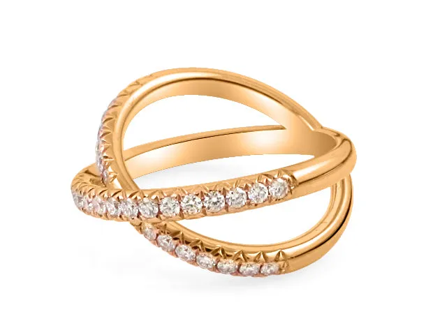 Ladies Rose Gold Diamond Overlapping Diamond Ring