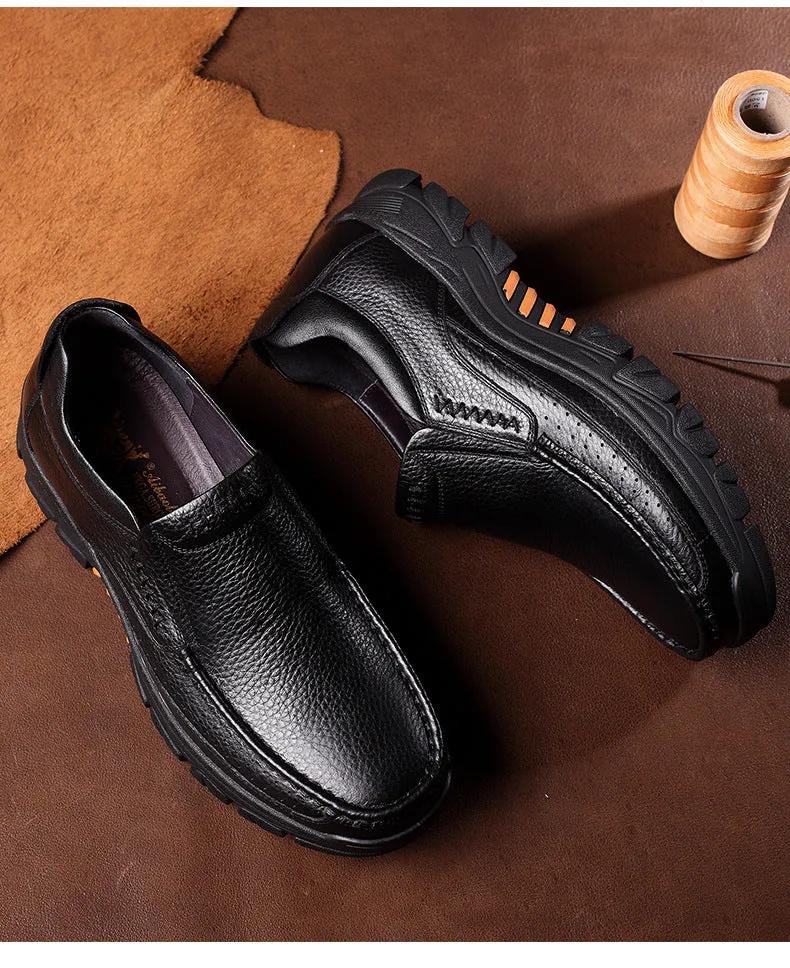 Leather soft sole middle-aged and elderly shoes