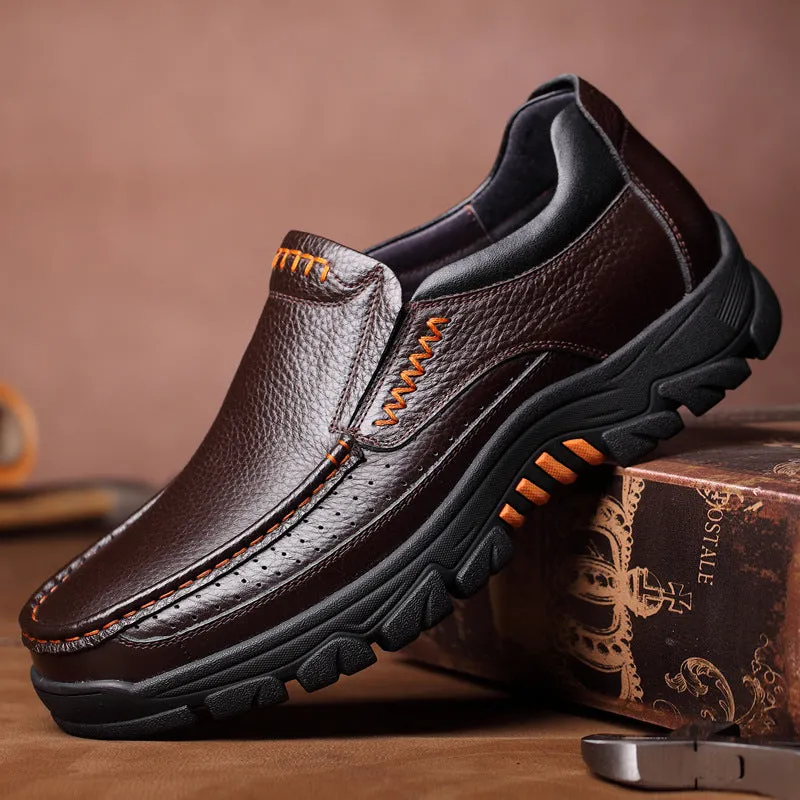 Leather soft sole middle-aged and elderly shoes