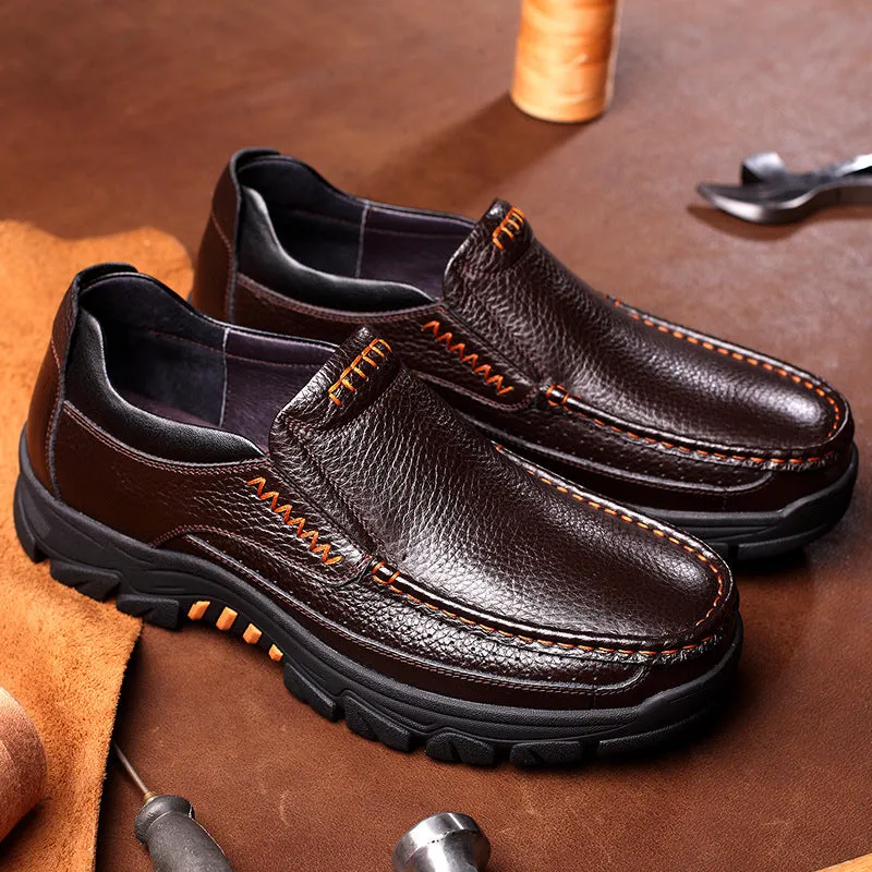 Leather soft sole middle-aged and elderly shoes