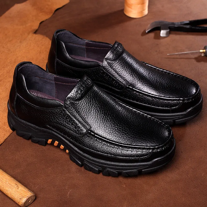 Leather soft sole middle-aged and elderly shoes