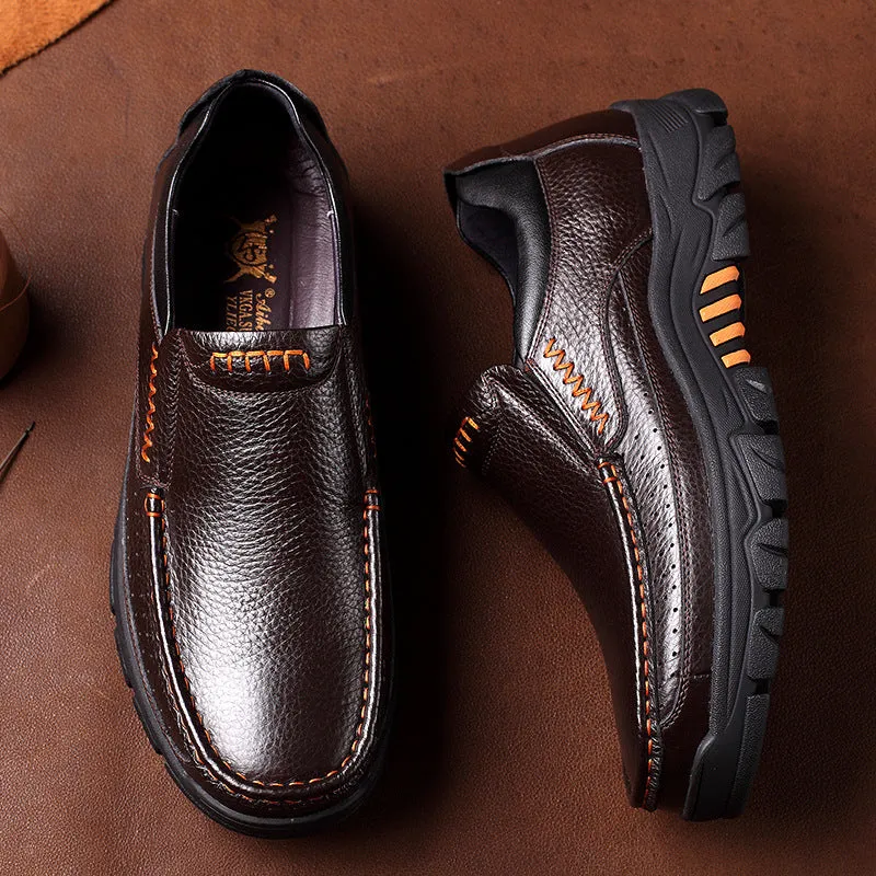 Leather soft sole middle-aged and elderly shoes