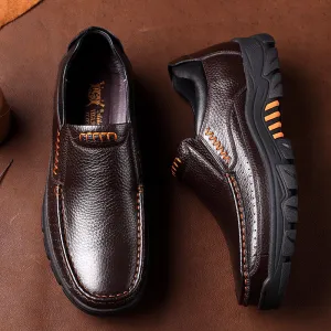 Leather soft sole middle-aged and elderly shoes