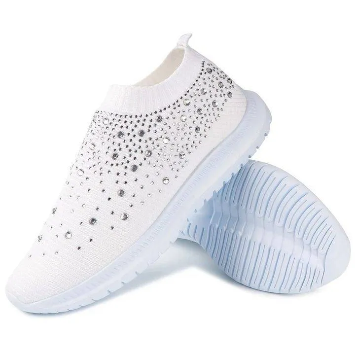 Libiyi Women's Crystal Breathable Slip-On Walking Shoes-UK