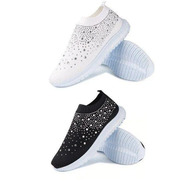 Libiyi Women's Crystal Breathable Slip-On Walking Shoes-UK