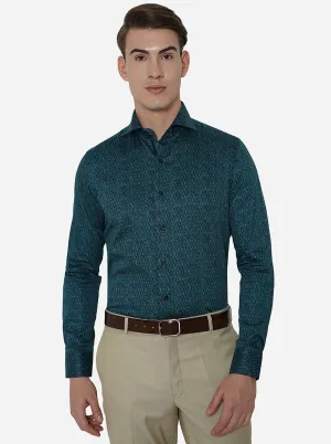 Light Green Printed Slim Fit Party Wear Shirt | JB Studio
