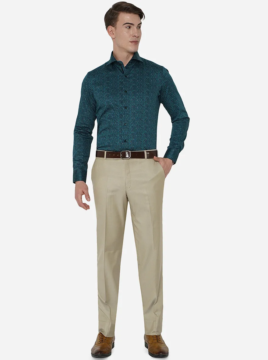 Light Green Printed Slim Fit Party Wear Shirt | JB Studio