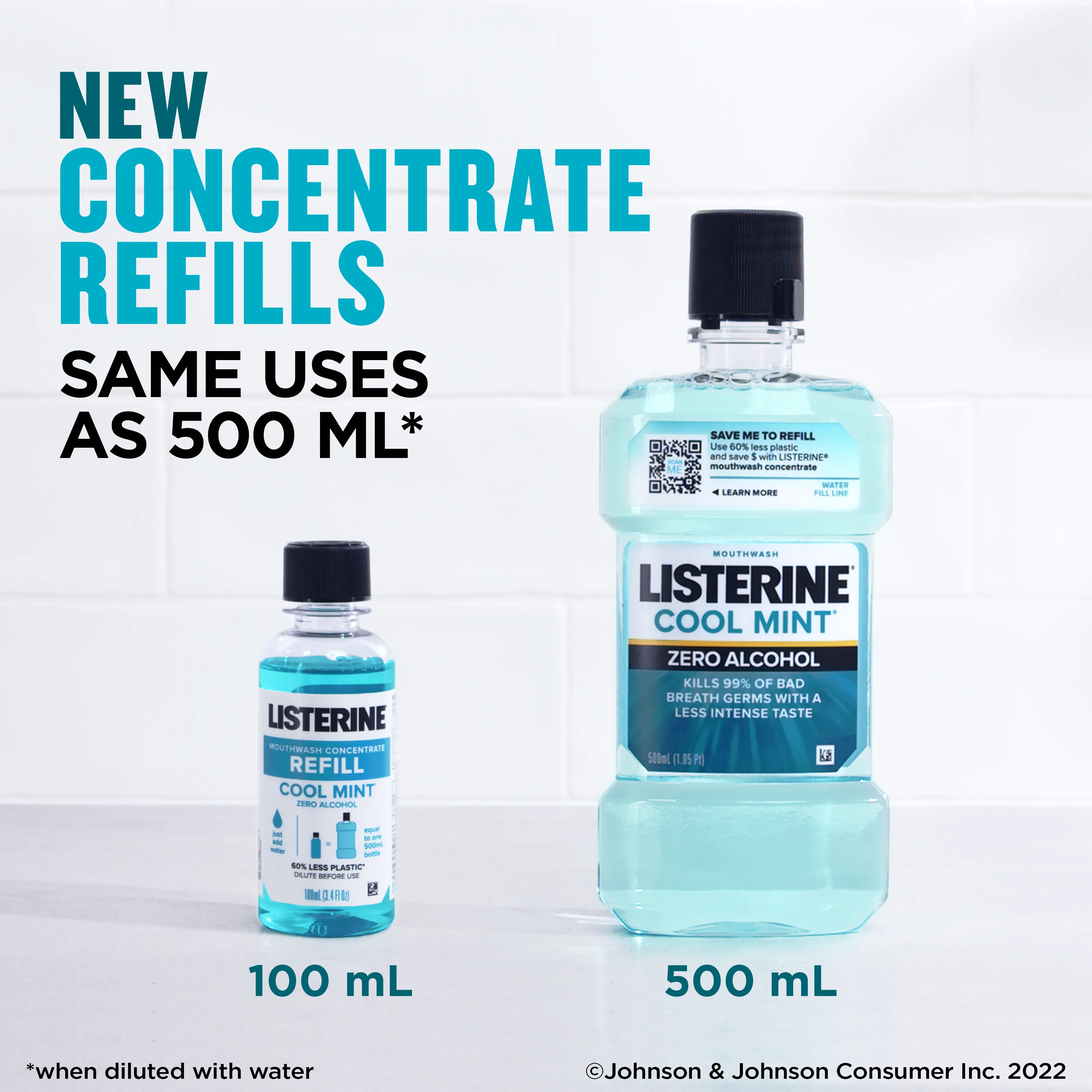 Listerine Cool Mint Zero Alcohol Mouthwash Concentrate Starter Kit