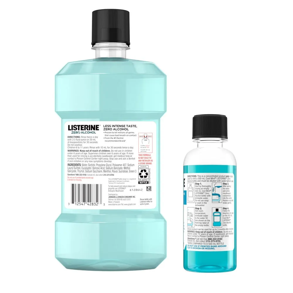Listerine Cool Mint Zero Alcohol Mouthwash Concentrate Starter Kit