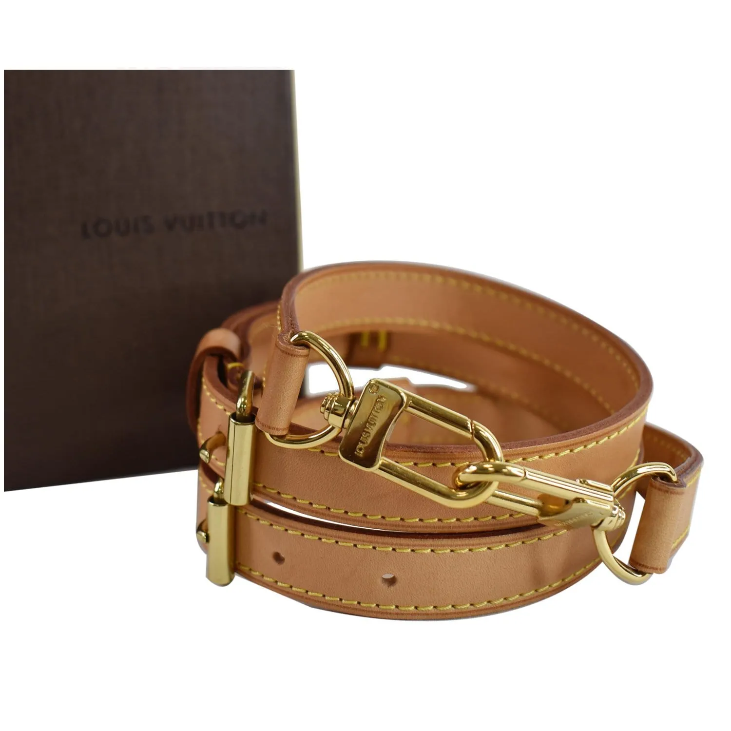 LOUIS VUITTON Adjustable Leather Shoulder Strap Brown