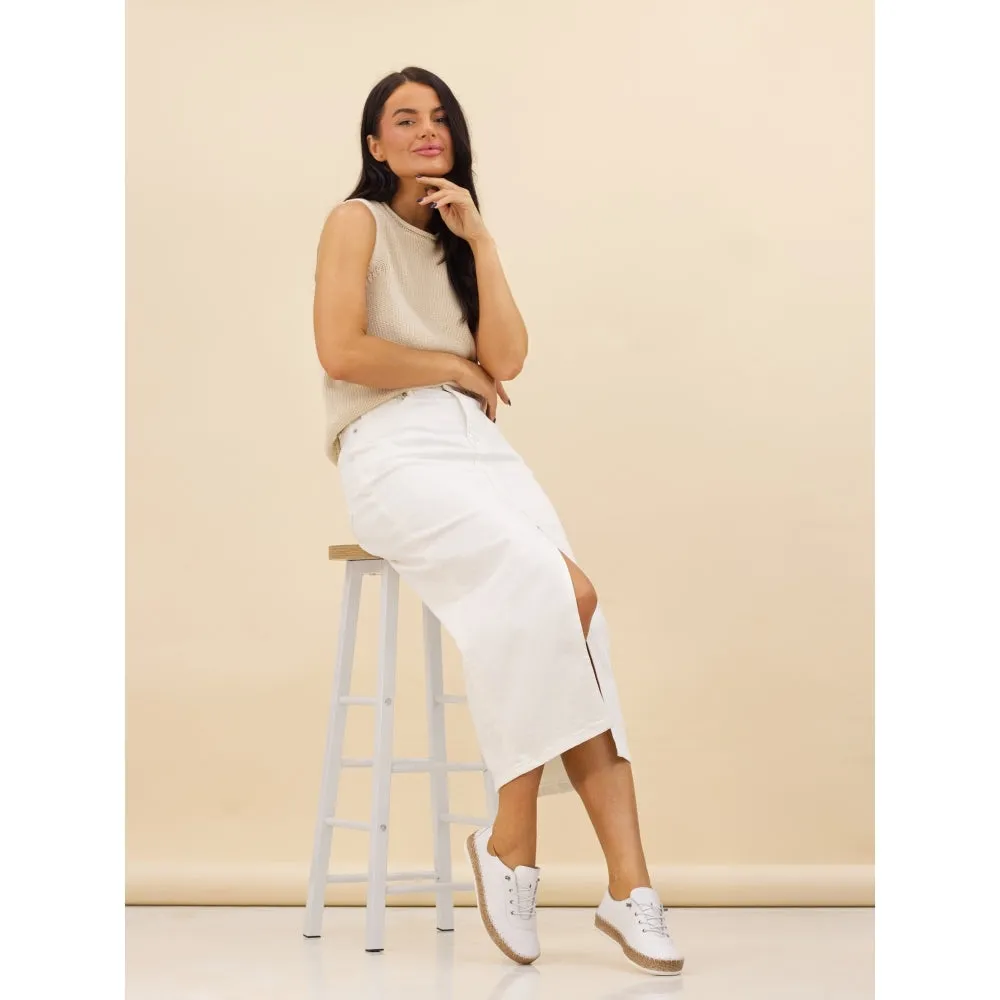 Lunar Evie White Lea Plimsoll