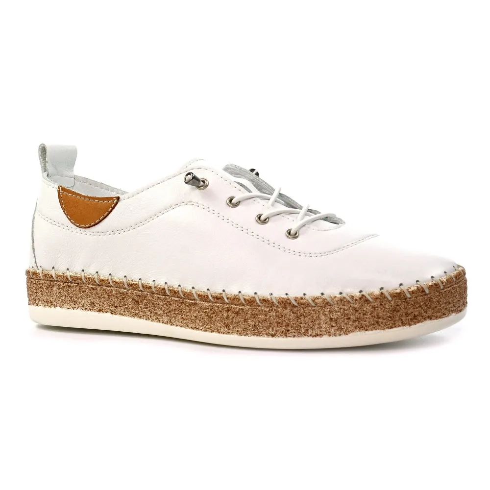 Lunar Evie White Lea Plimsoll