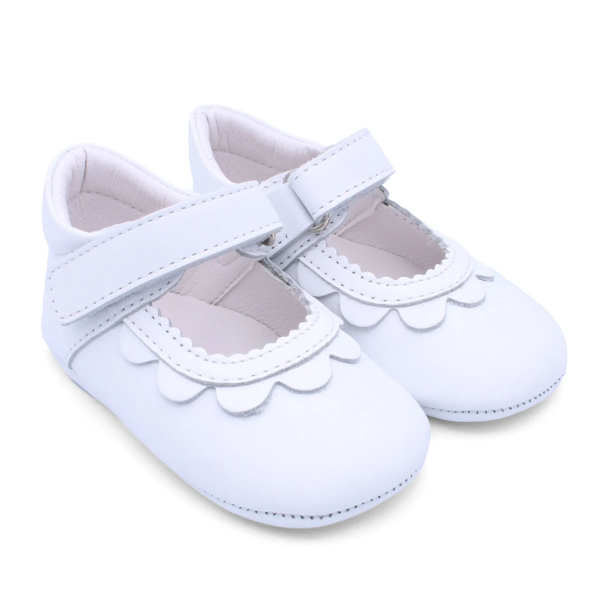 'Marissa' Girls White Leather Pre-Walker Shoes