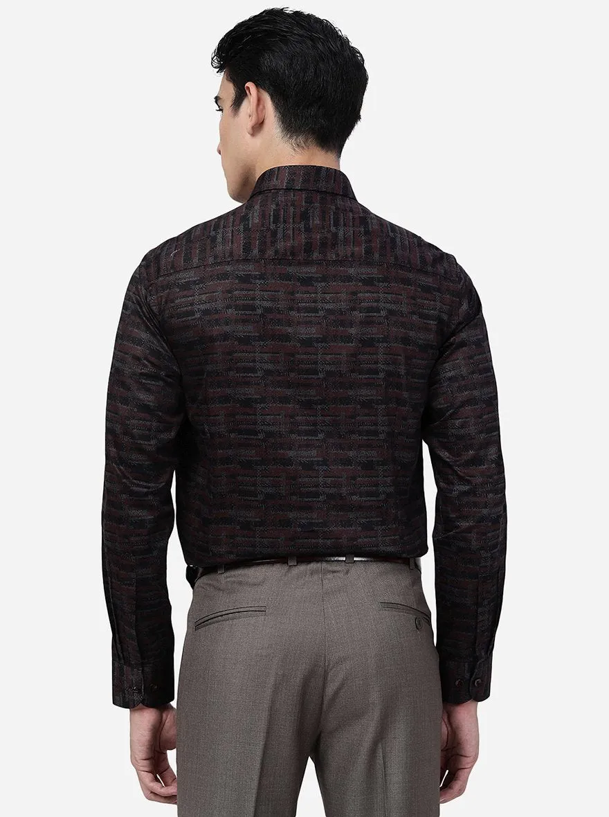 Maroon Printed Slim Fit Party Wear Shirt | JB Studio