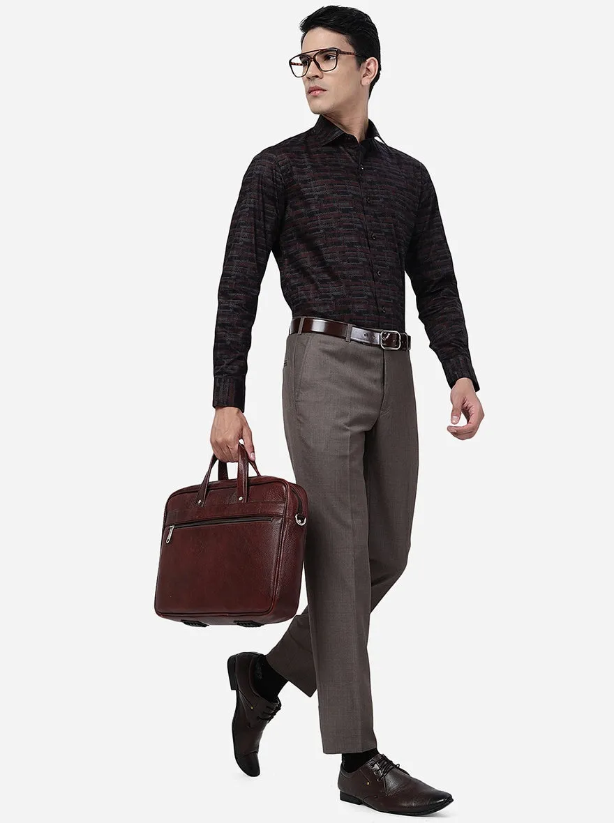 Maroon Printed Slim Fit Party Wear Shirt | JB Studio