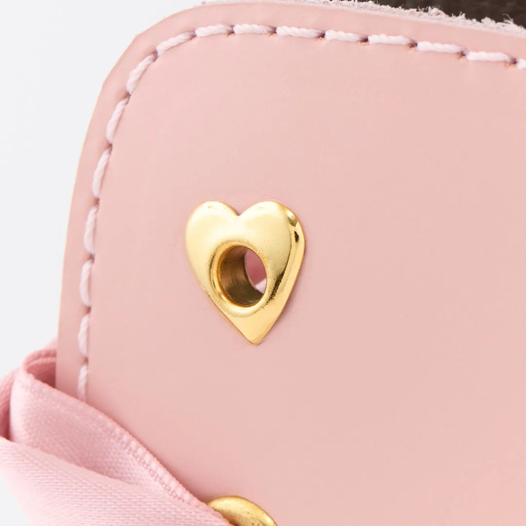 Melting Chocolate Satin Ribbon Lace Up Leather Boots (Pale Pink)【Japan Jewelry】