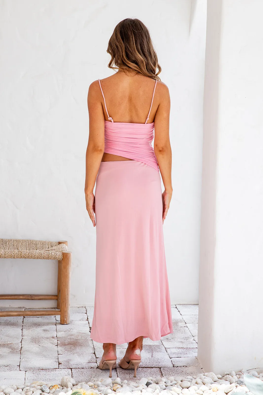 Mindy Midi Mesh Dress -Hot Pink