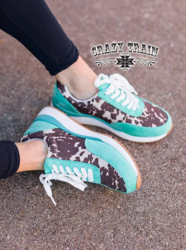[MOOO]DY KICKS * COWHIDE/TURQ