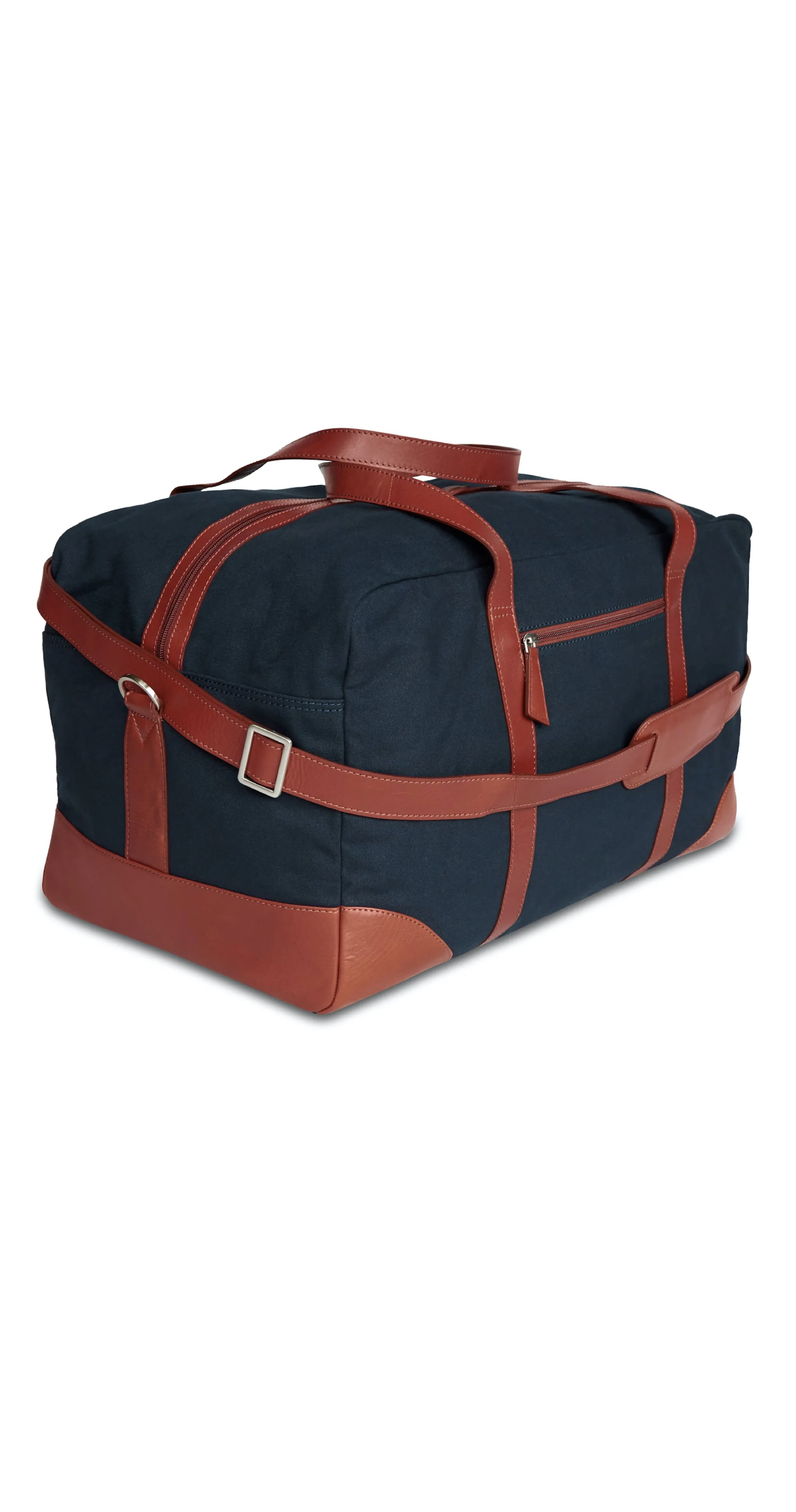 Moraltive Weekender Bags - Navy Blue & Tan